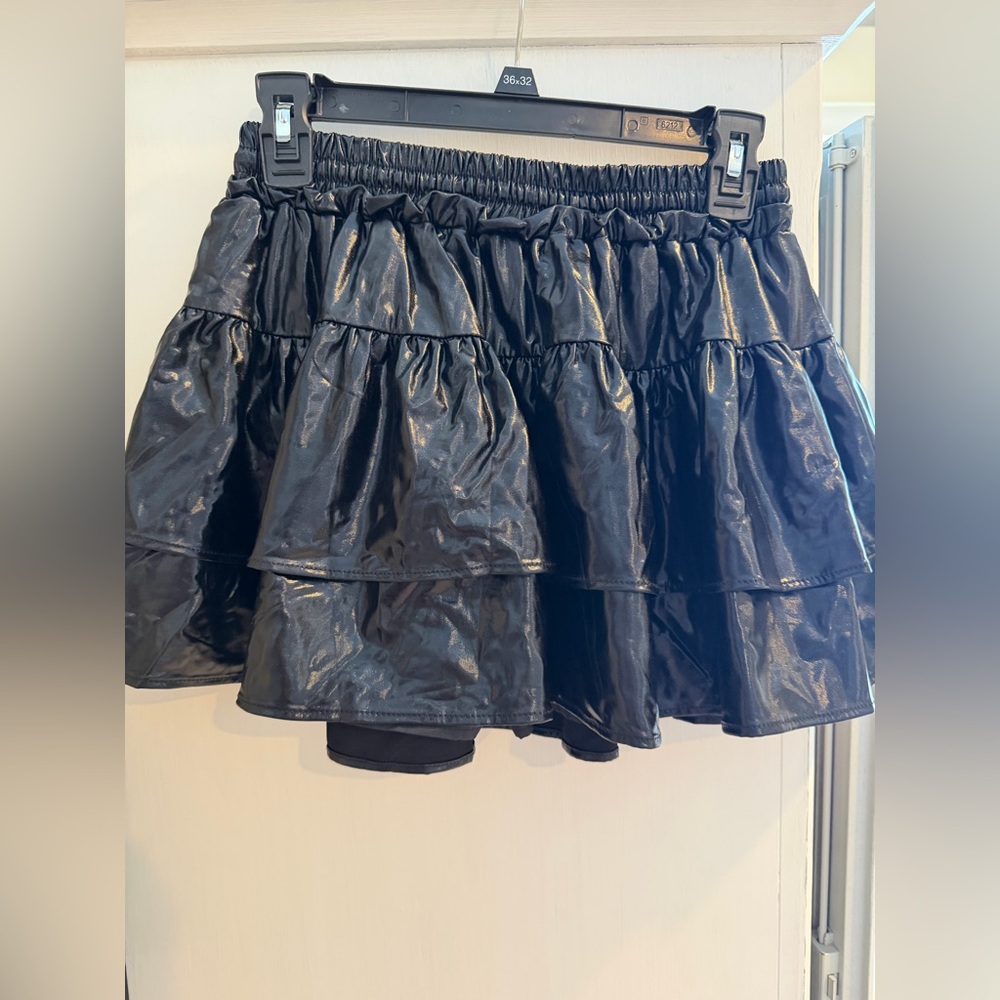 Timing Cowboys and Angelo Pleather Skort. Black - NWT!